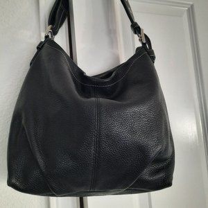 Coach Duffle F15064 Pebbled Black Leather Shoulder Bag
